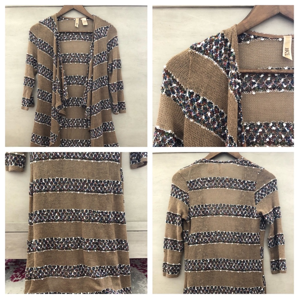 BKE small Stripped Brown Long sleeve cardigan